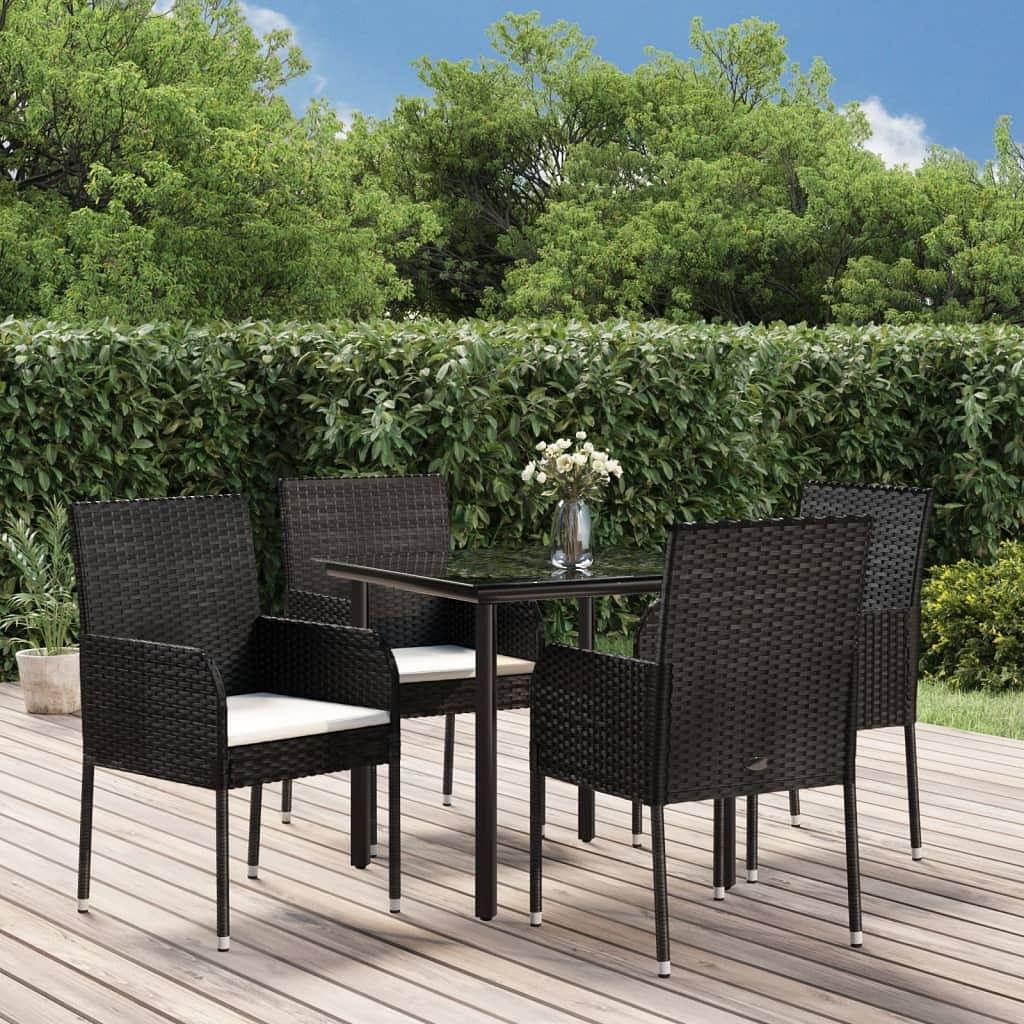 Garden dining set black and cream white