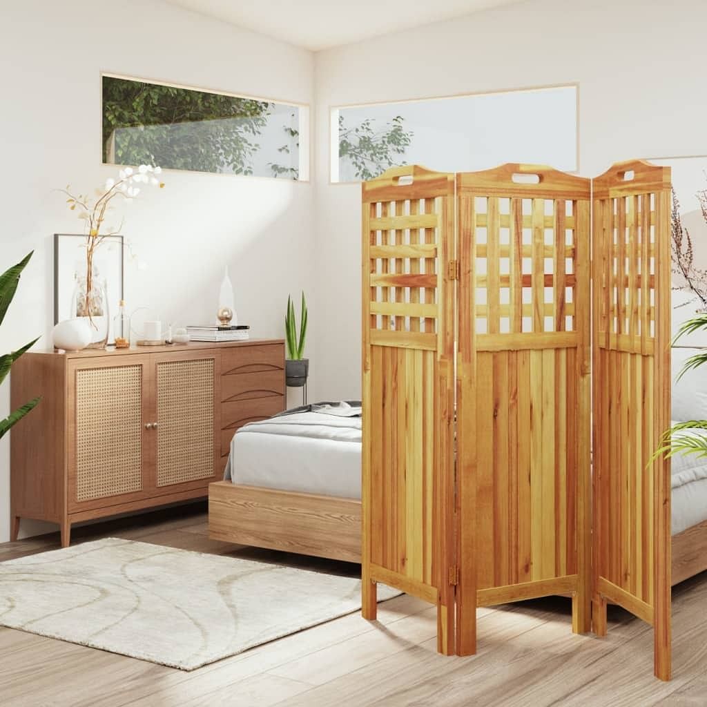 3-panel room divider 47.8"x0.8"x45.3" solid wood acacia