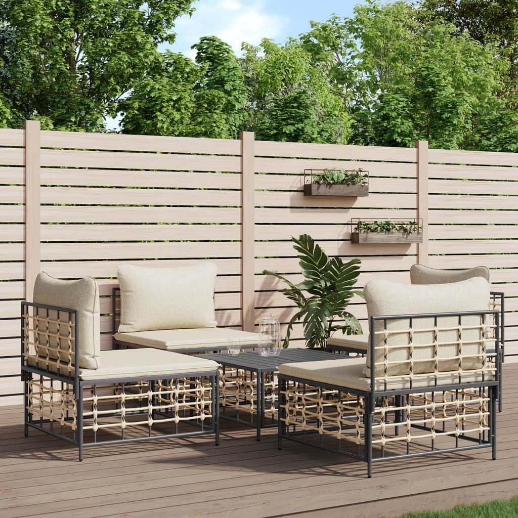 Garden lounge set set of 5 anthracite, beige