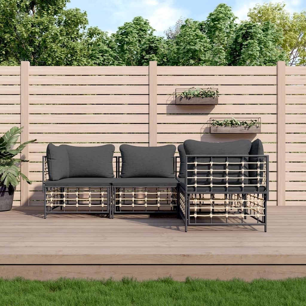 Garden lounge set anthracite poly rattan medium modular