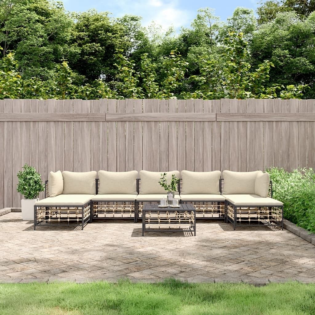 Garden lounge set anthracite and beige
