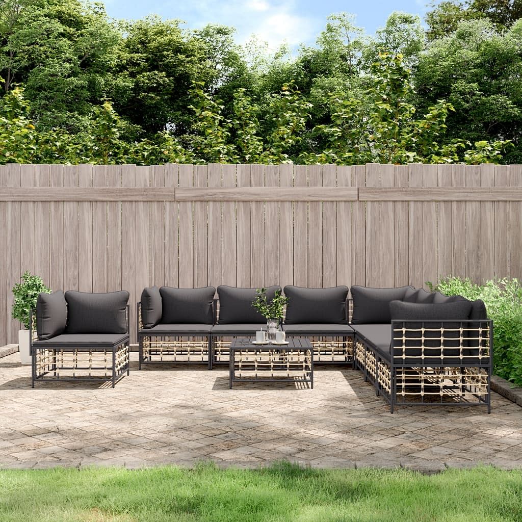 Garden lounge set set of 9 anthracite
