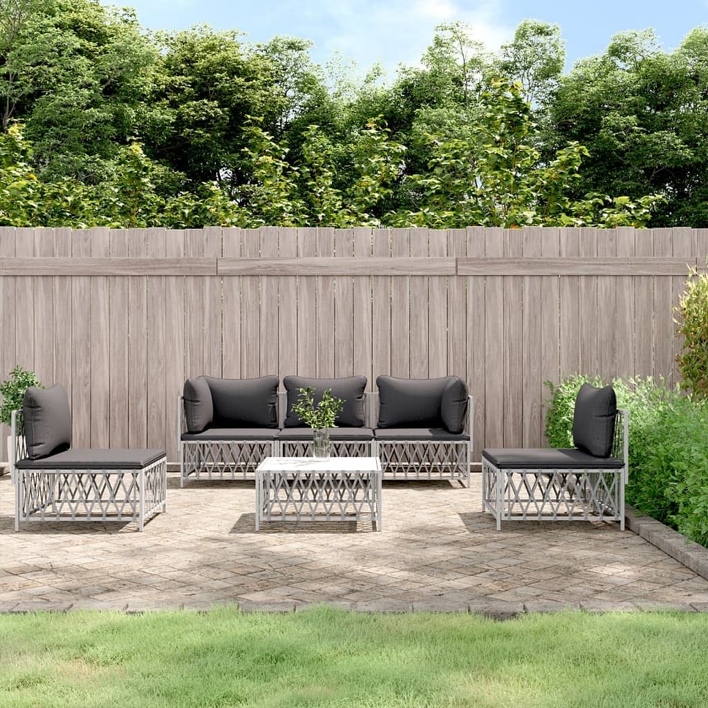 Garden lounge set white with dark grey cushions