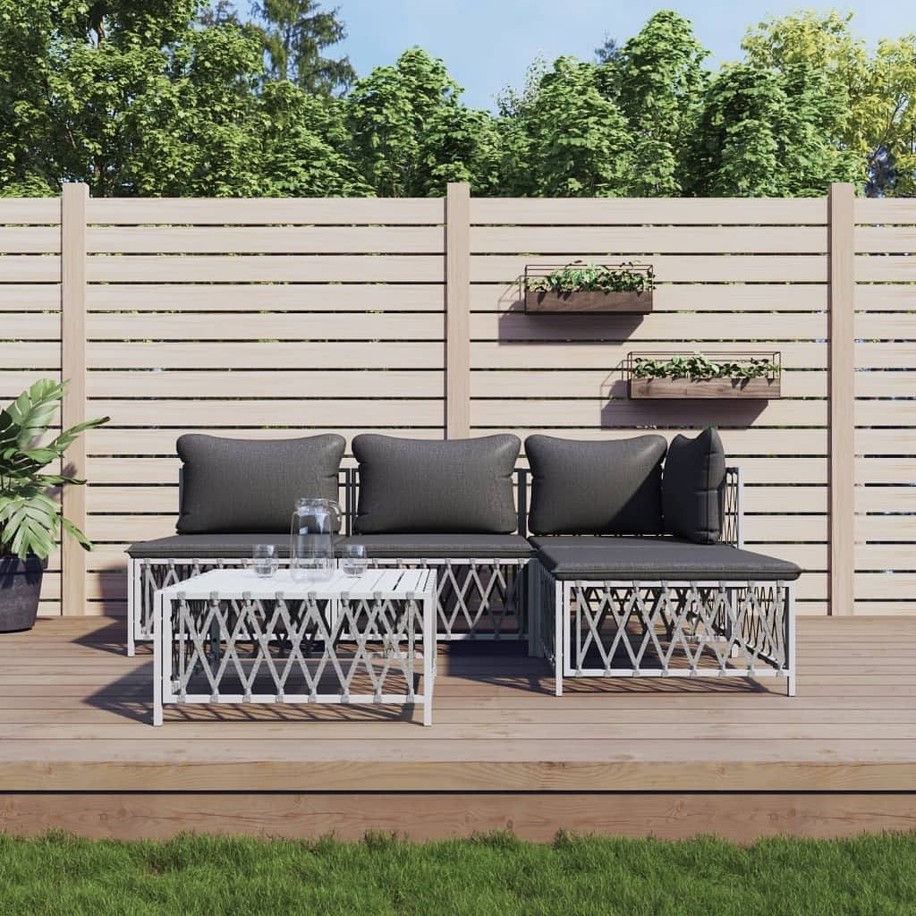 Garden lounge set white, dark grey