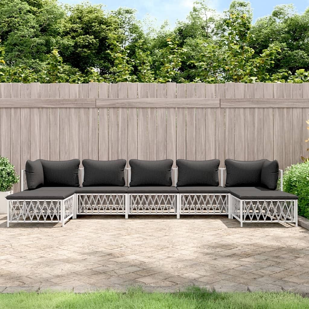 Garden lounge set white, dark grey