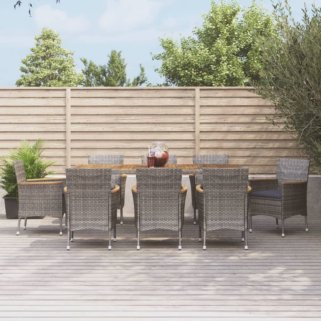Patio dining set set of 8 gray
