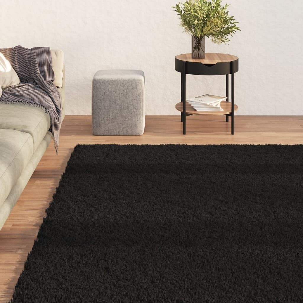 Rug black 100% polyester 63" x 90.6" non-slip rug rectangular
