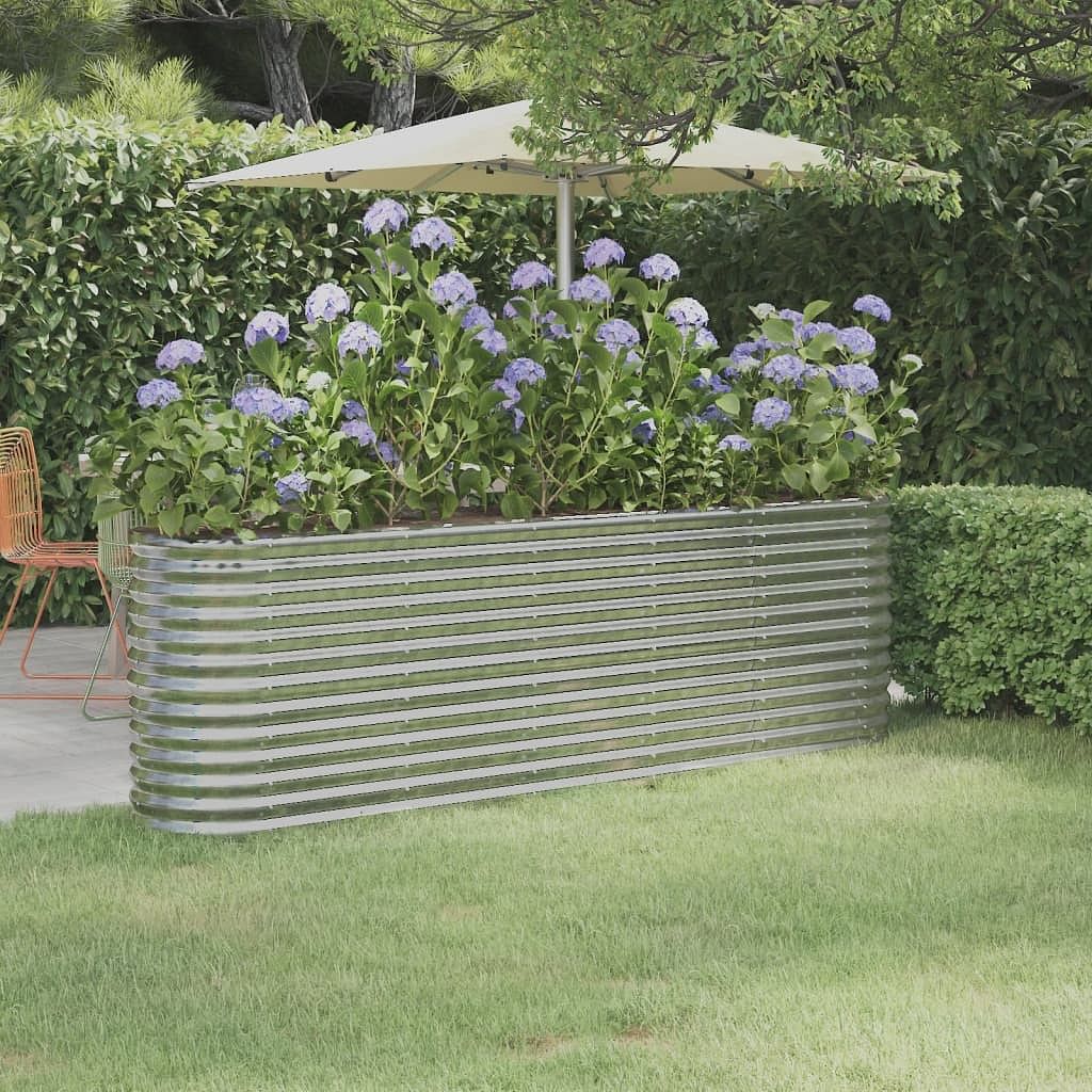 Garden raised bed silver powder-coated steel large durable