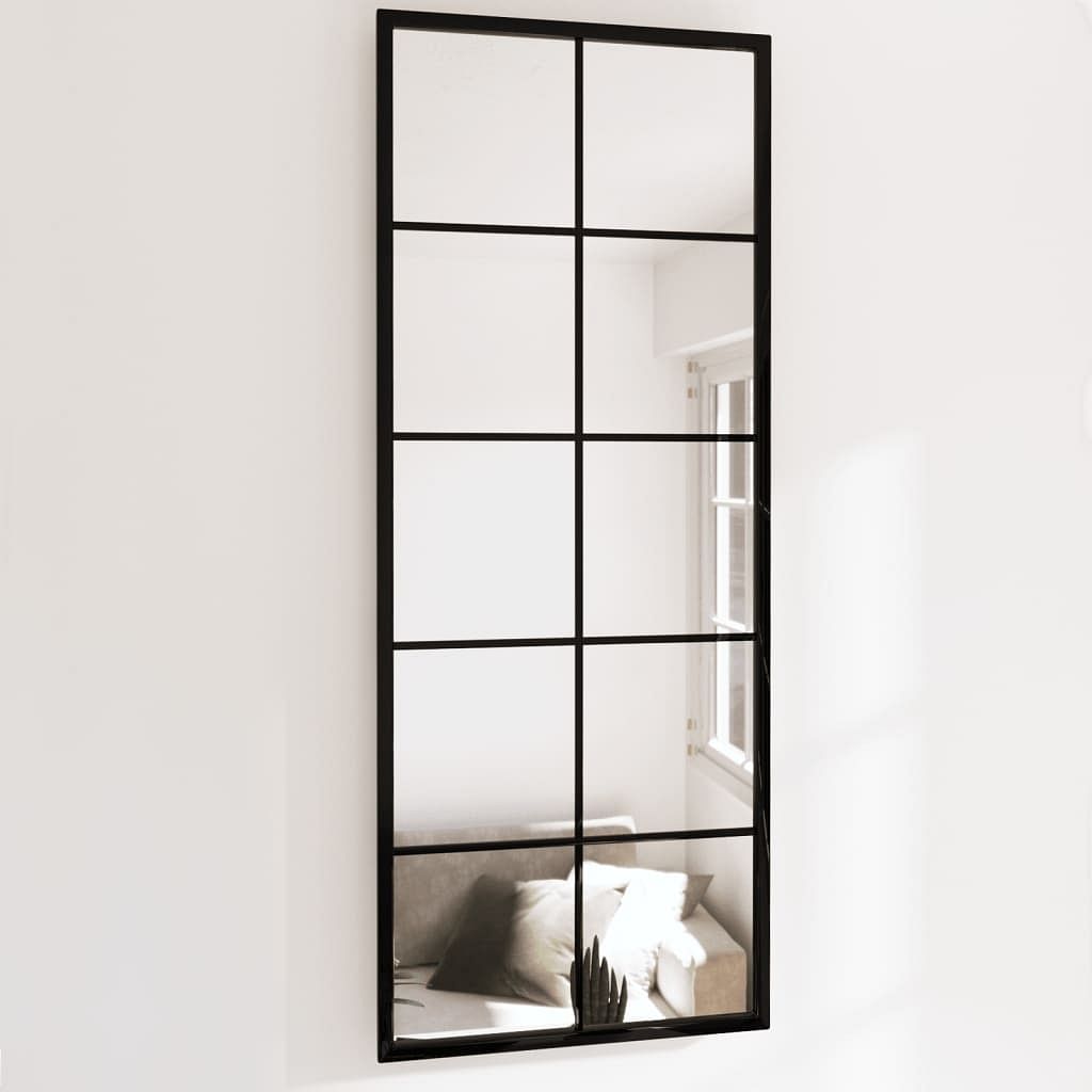 Wall mirror black metal, glass 39.4x15.7 in wall mounting