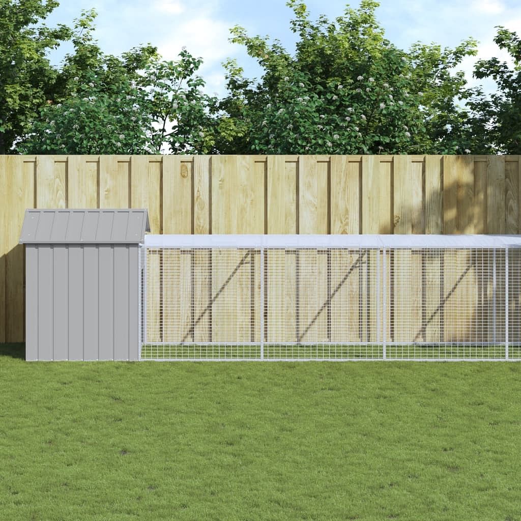 Chicken cage light grey galvanized steel 46.1 x 400.4 x 48.4 in