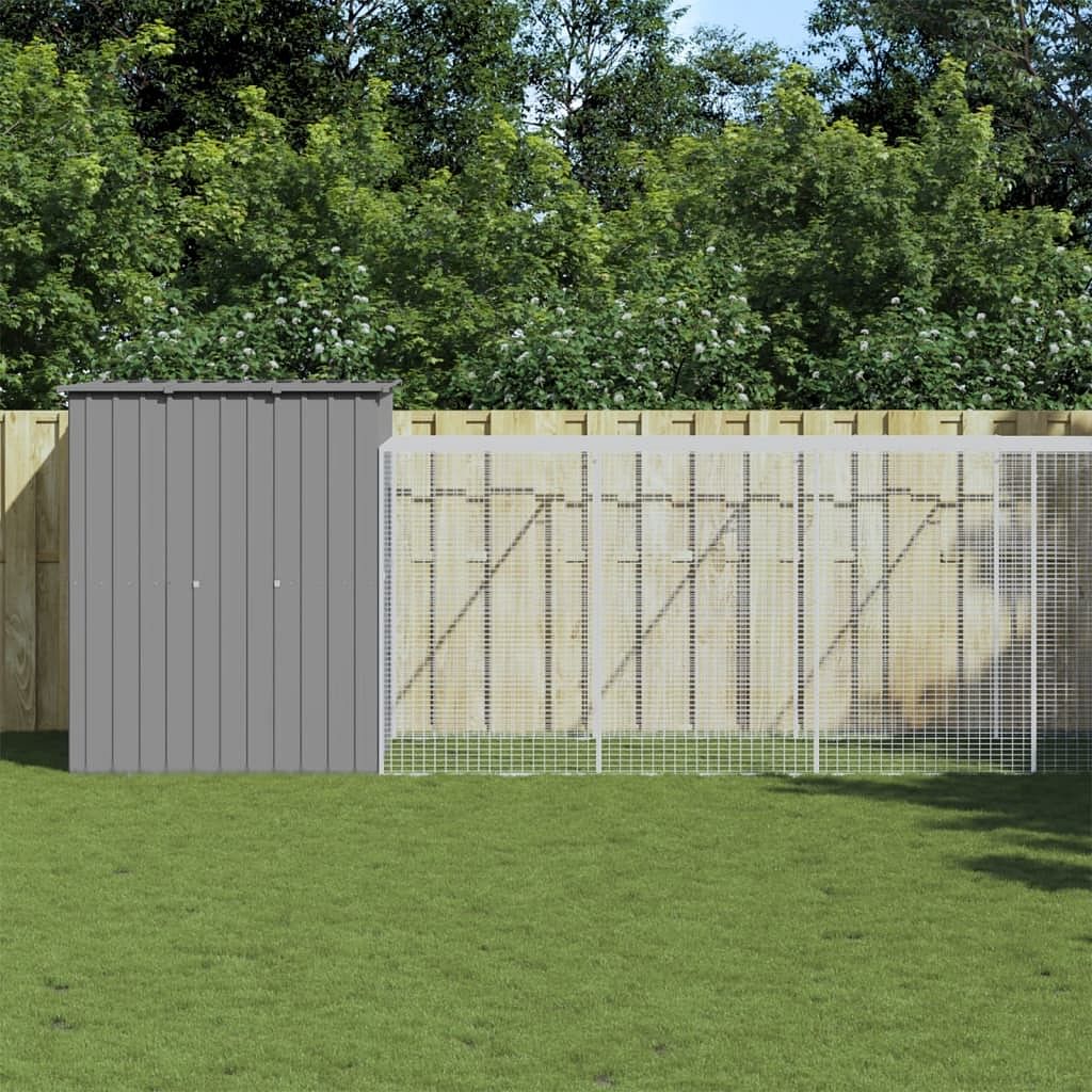Chicken cage light grey galvanized steel large doors