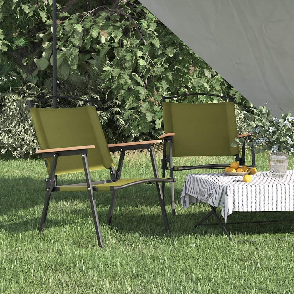 Camping chair set of 2 green 500d oxford fabric with pe coating