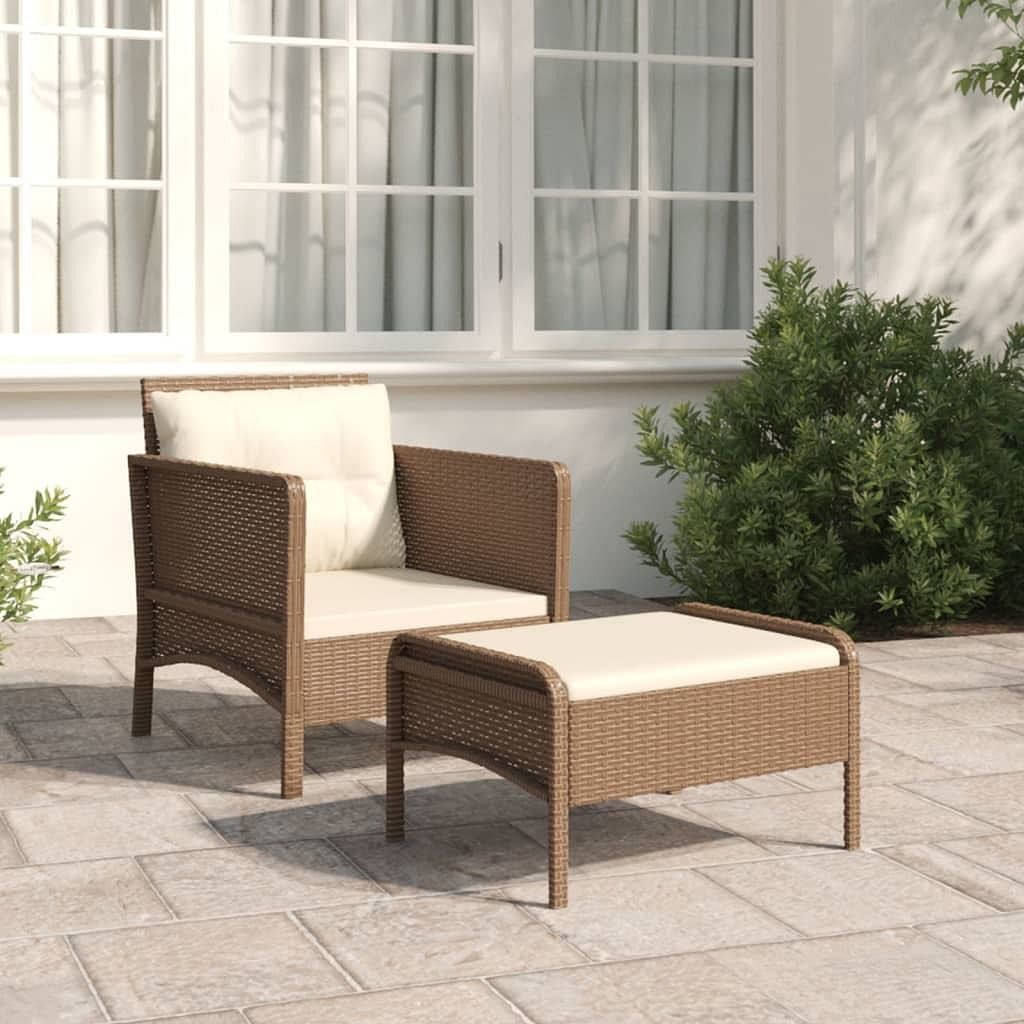 Patio lounge set brown poly rattan standard durable
