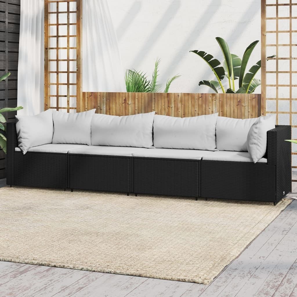 Patio lounge set black, white (cushions)