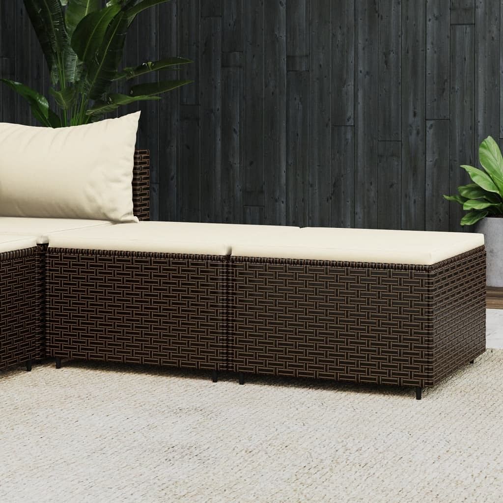Patio footrest set of 2 brown and cream white