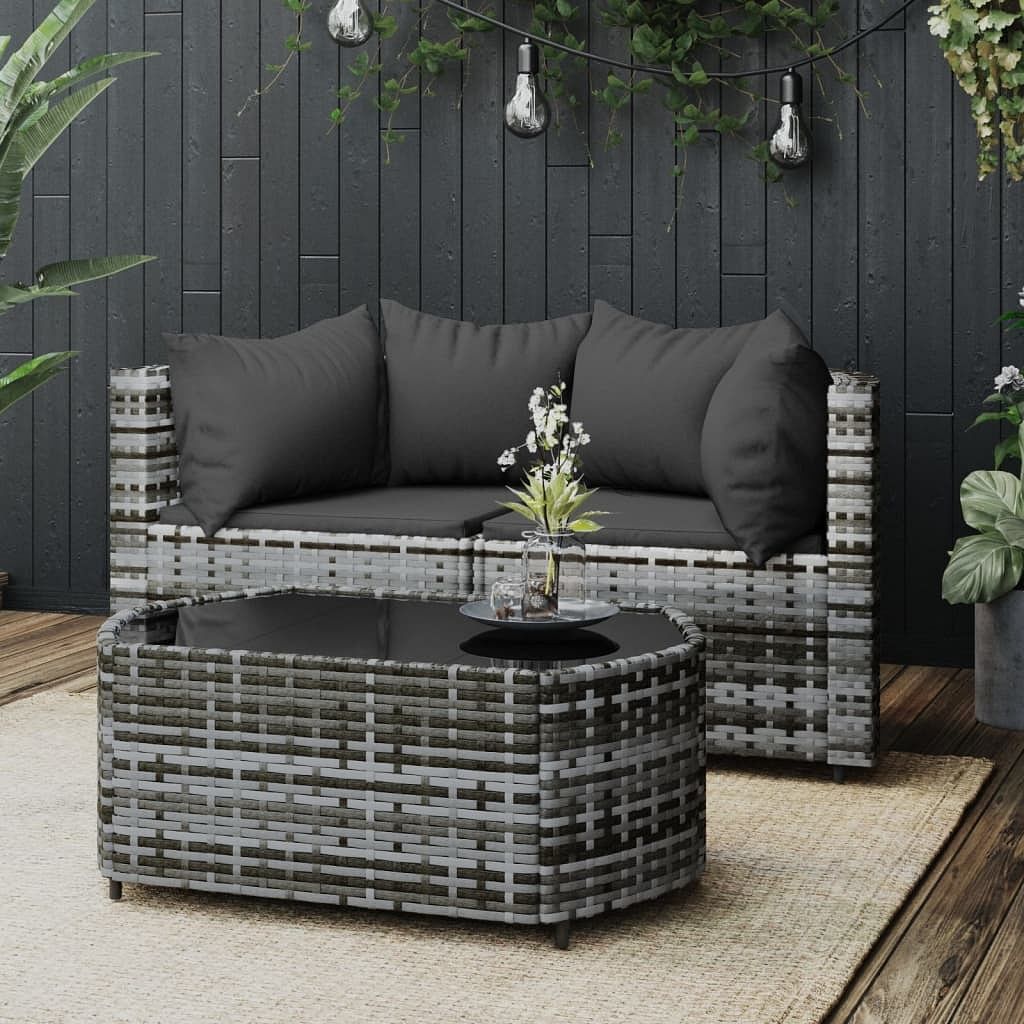 Patio lounge set gray pe rattan standard adjustable feet