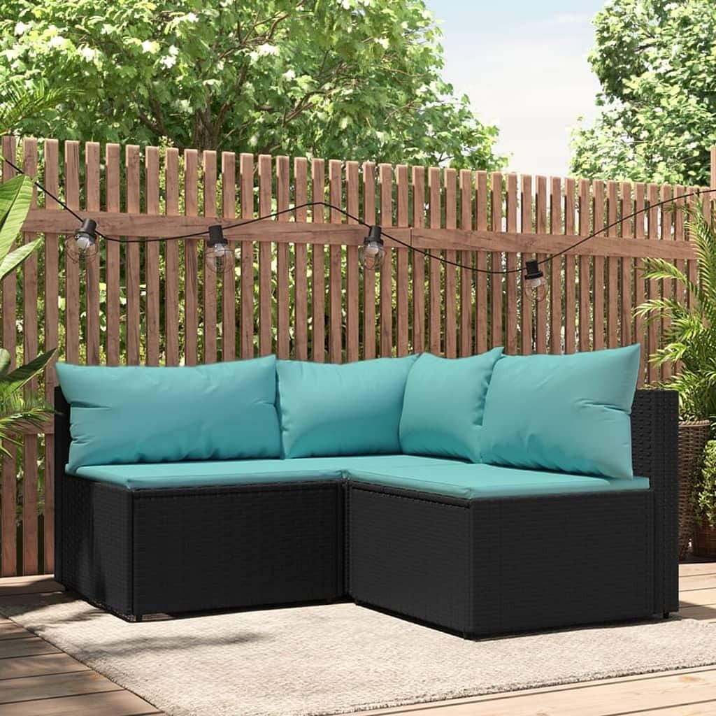 Patio lounge set black, water blue