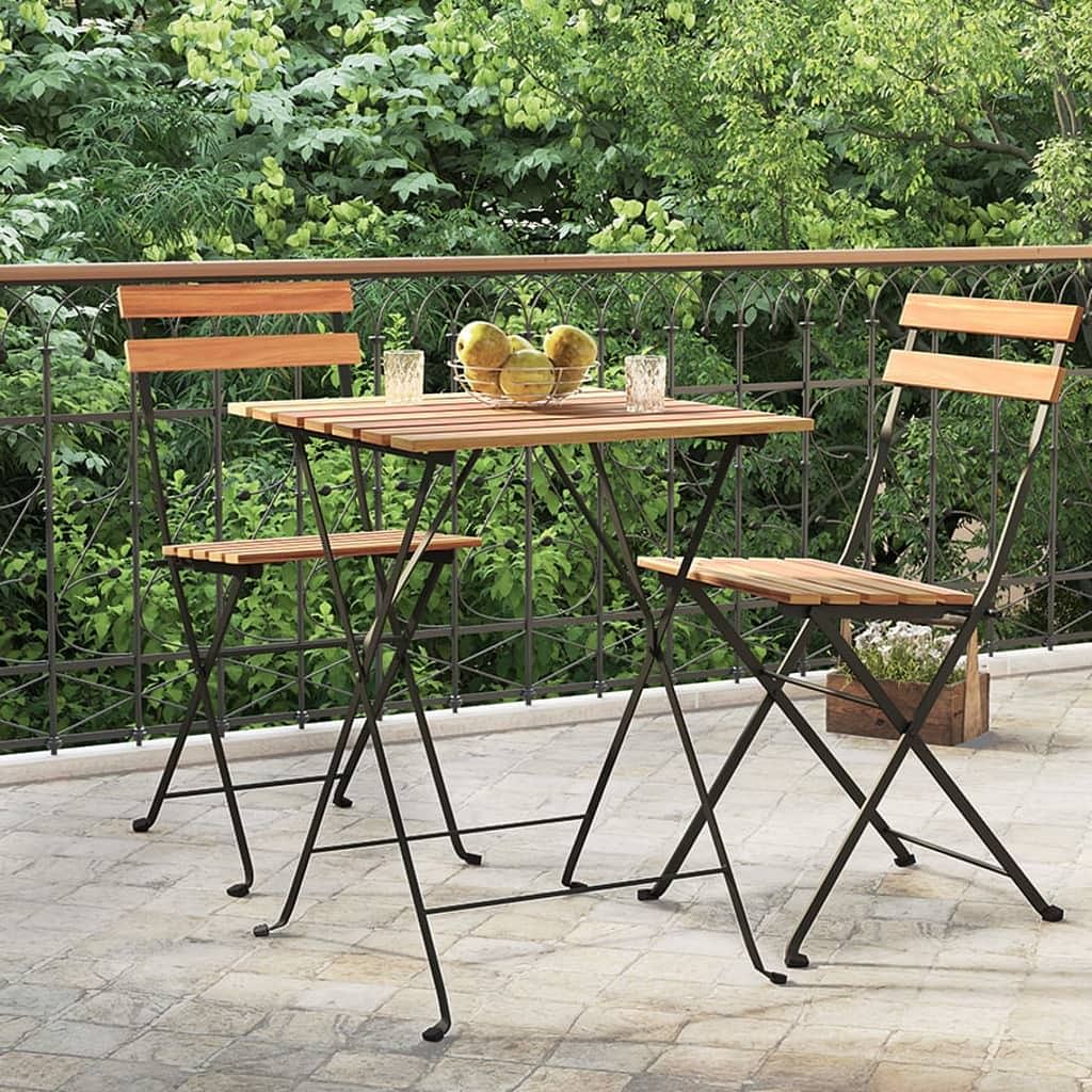 Folding bistro table natural teak and black