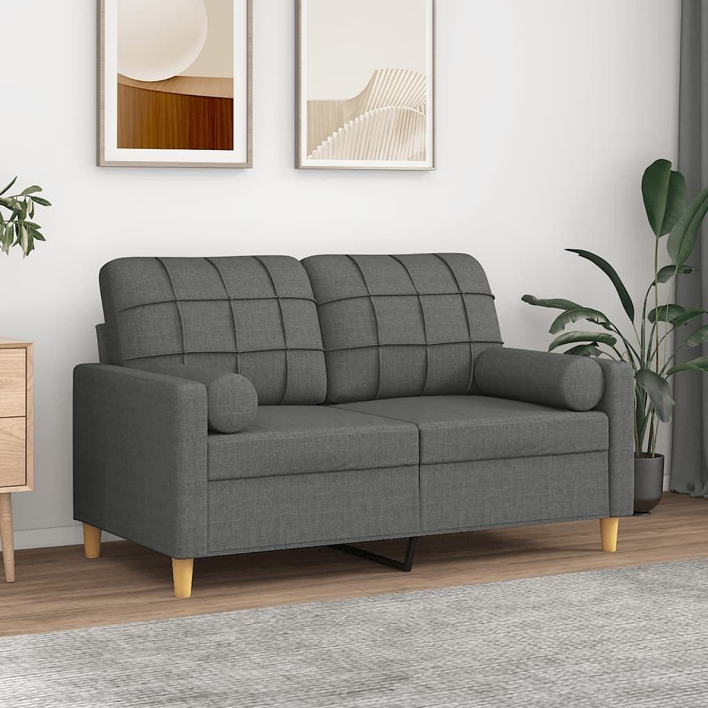 2-seater sofa dark grey fabric (100% polyester), metal, textilene