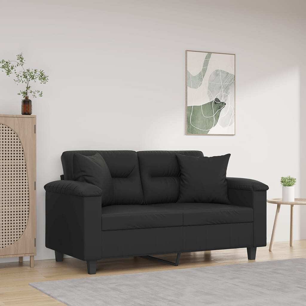 2-seater sofa black faux leather, metal, textilene 2-seater