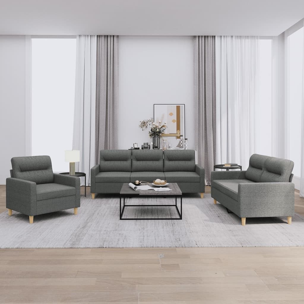 Sofa set dark grey fabric (100% polyester), metal, textilene, plywood