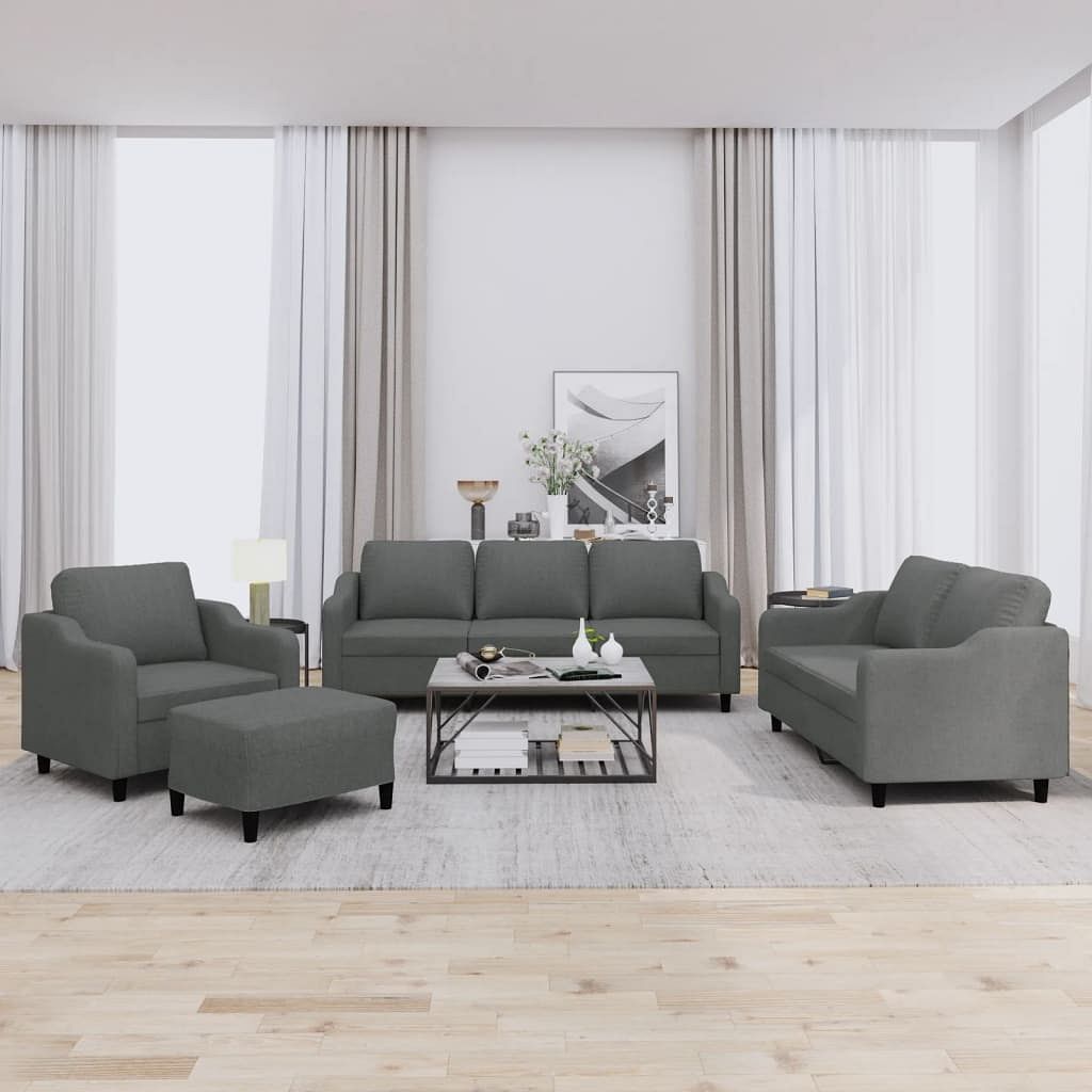 Sofa set dark grey polyester, metal, textilene, plywood large