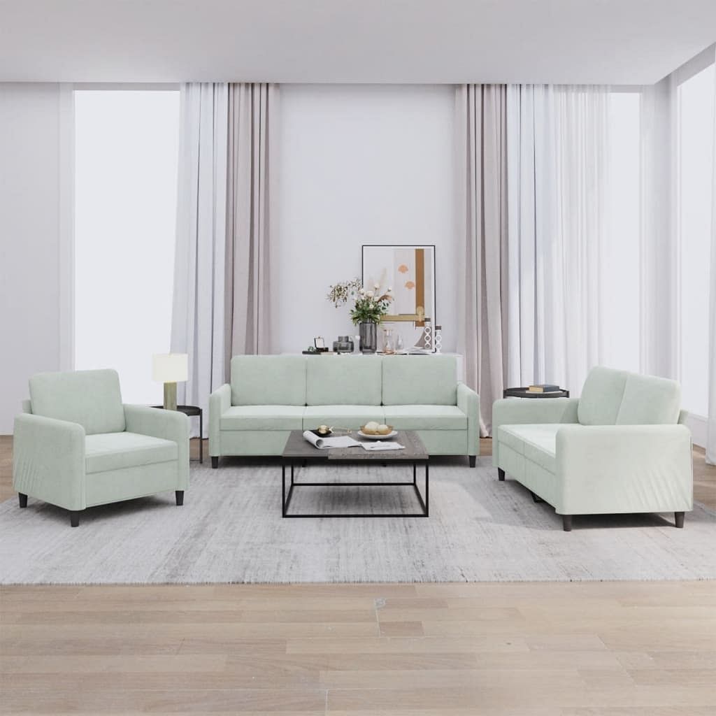 Sofa set light grey velvet