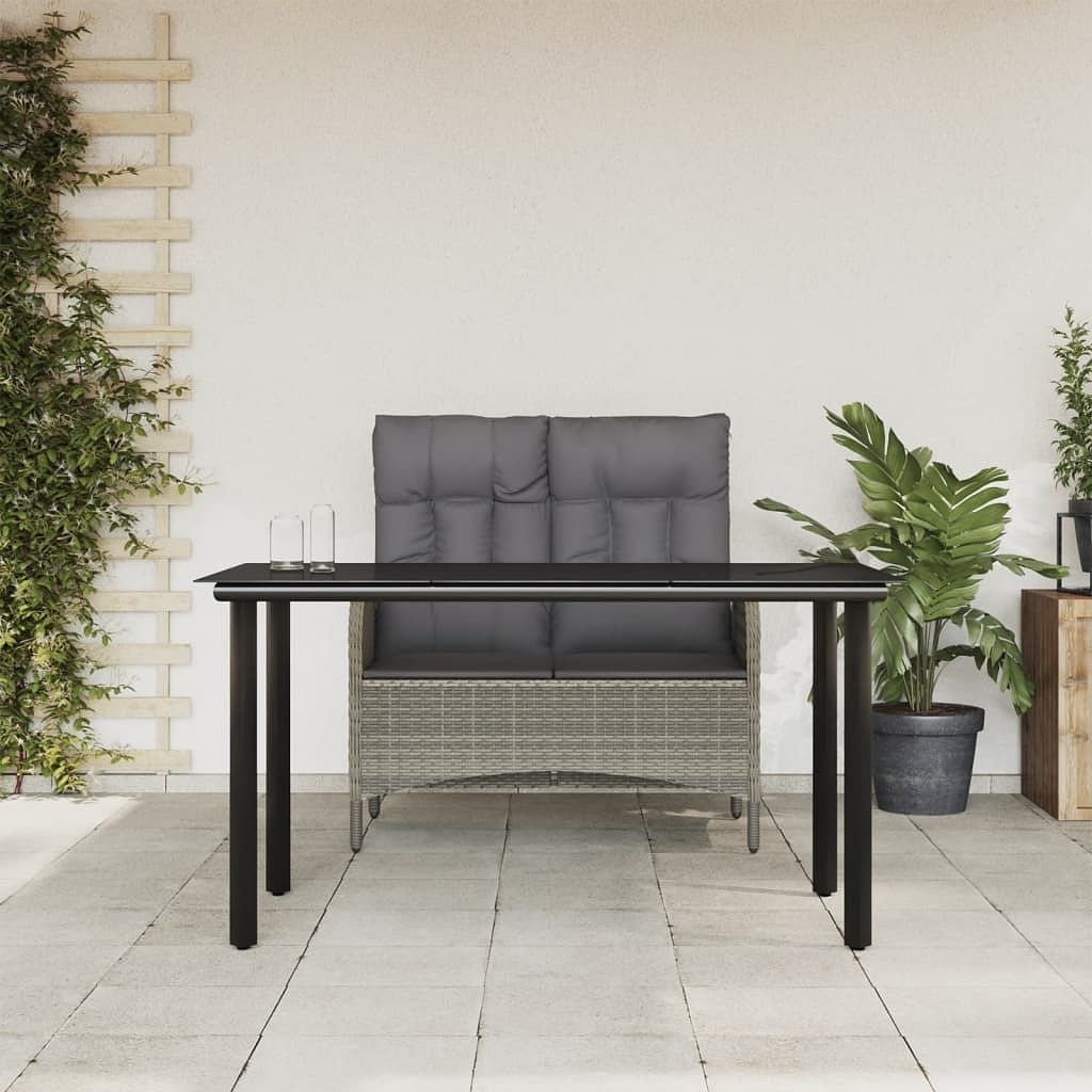 Garden dining set grey pe rattan medium adjustable armrests