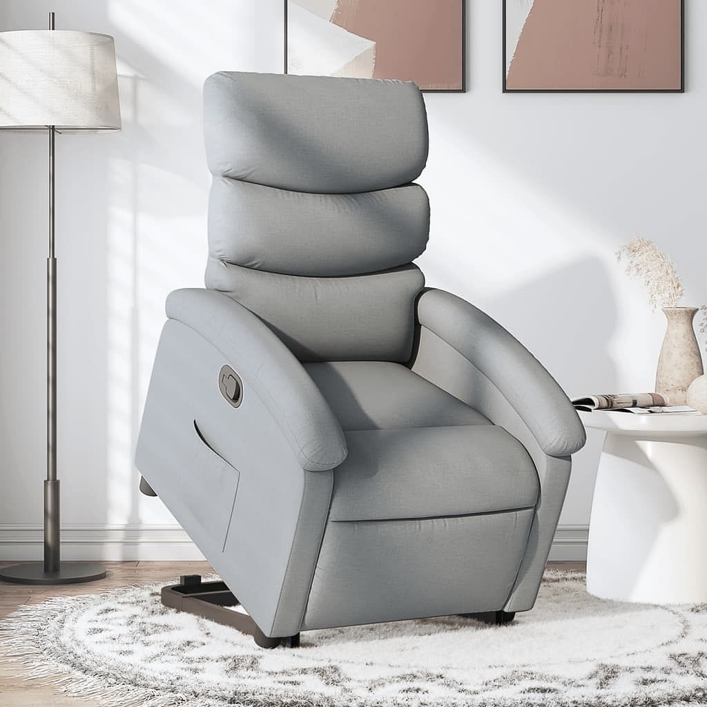 Stand up recliner chair light grey