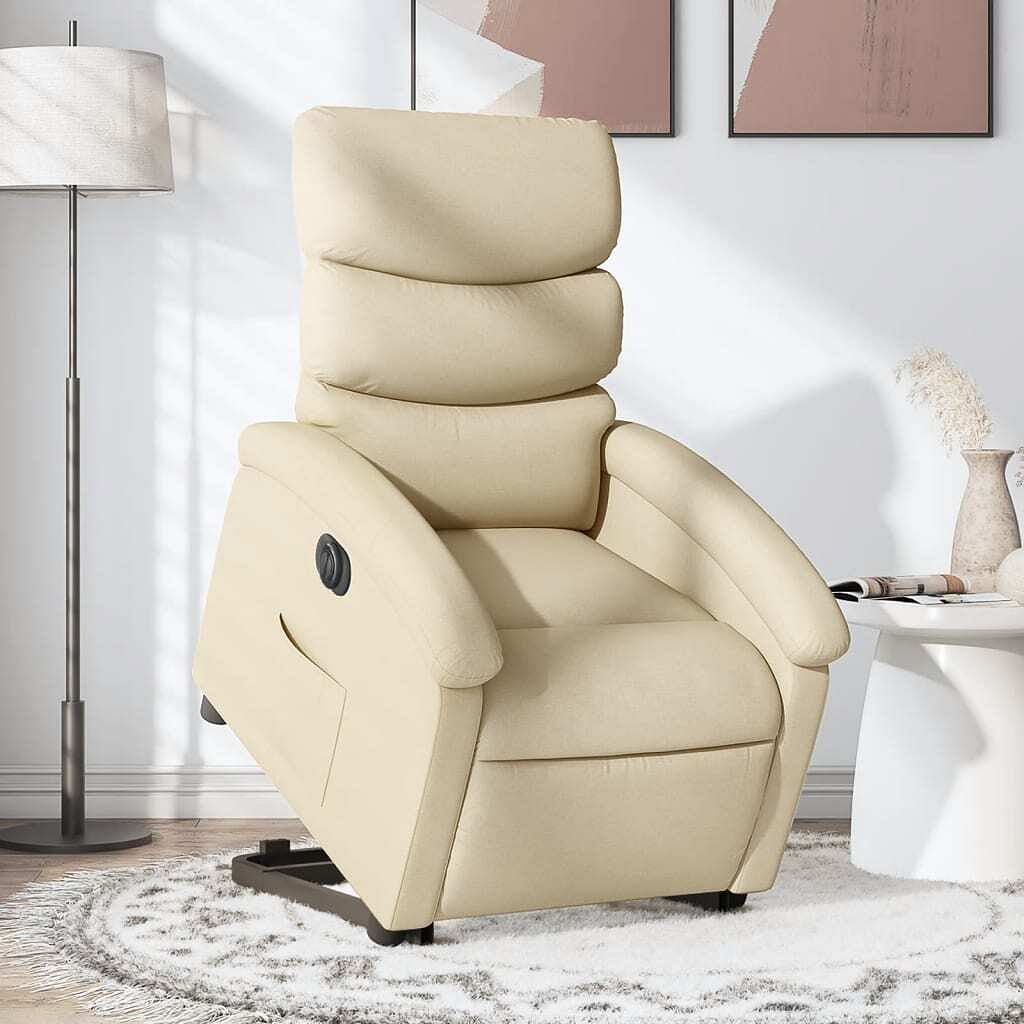 Electric stand up recliner chair cream