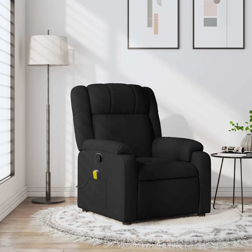 Massage recliner chair black 100% polyester, metal, plywood
