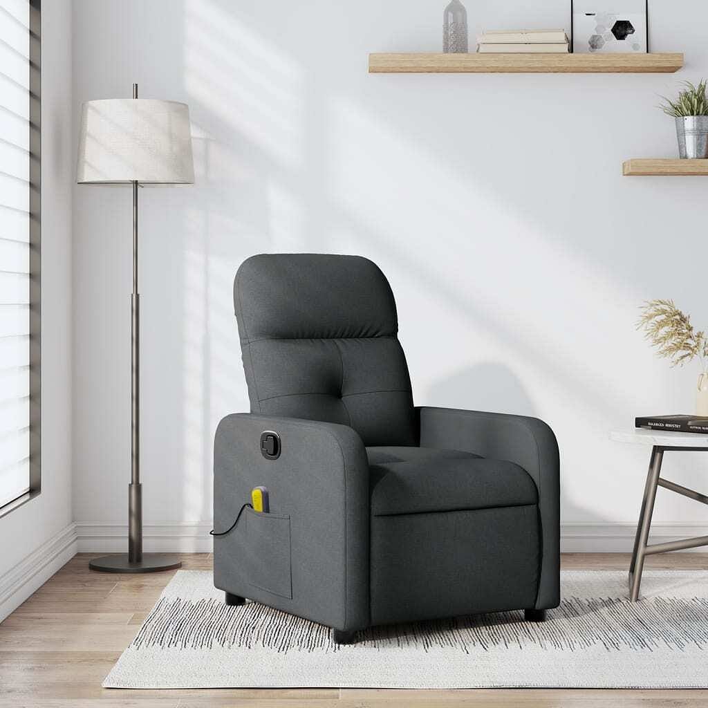 Massage recliner chair dark gray fabric