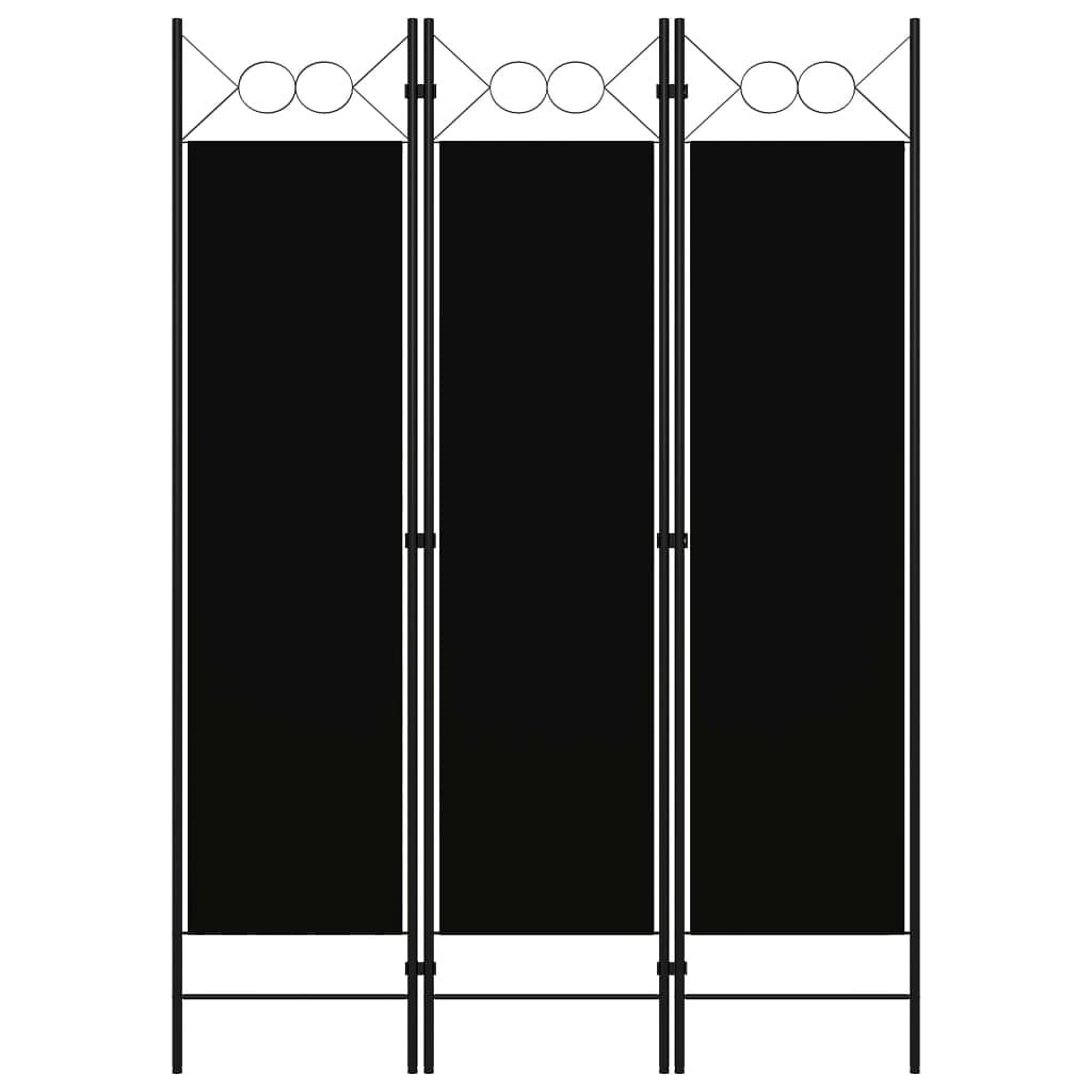 3-panel room divider black 47.2"x70.9"
