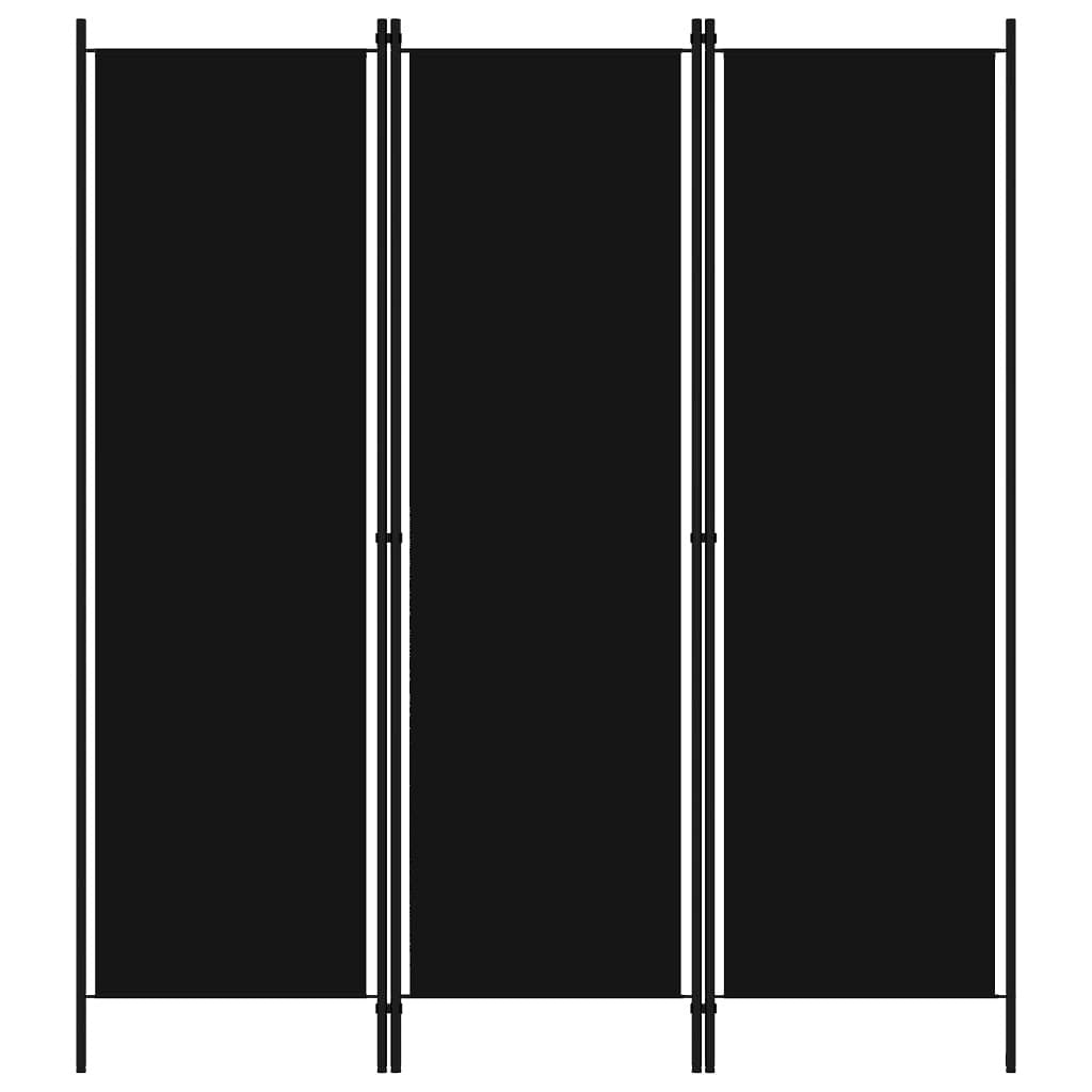  3-panel room divider black 59.1"x70.9"