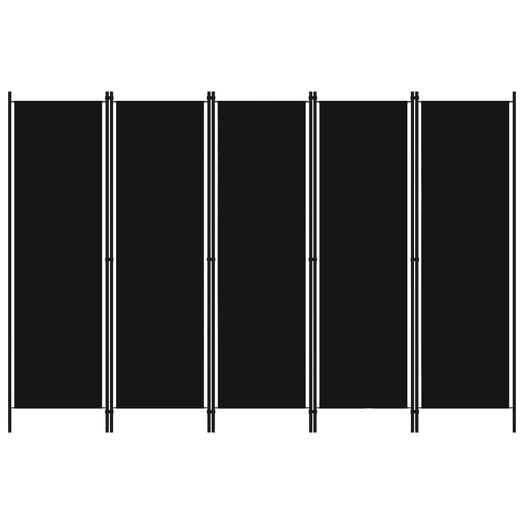 5-panel room divider black 98.4"x70.9"