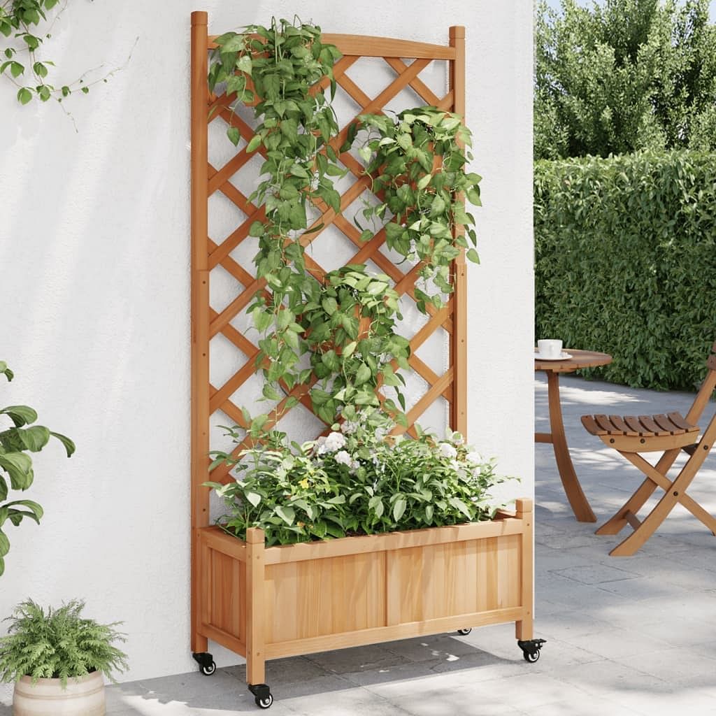 Planter brown solid fir wood, iron large planters planter