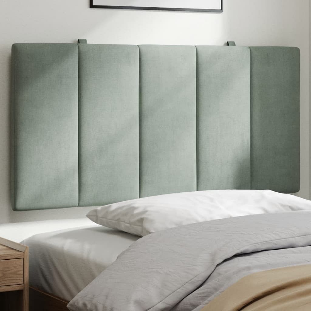 Headboard cushion light grey velvet (100% polyester) twin
