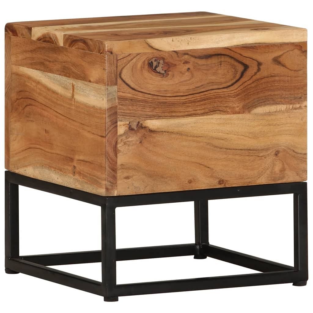 Side table acacia solid acacia wood, powder-coated iron