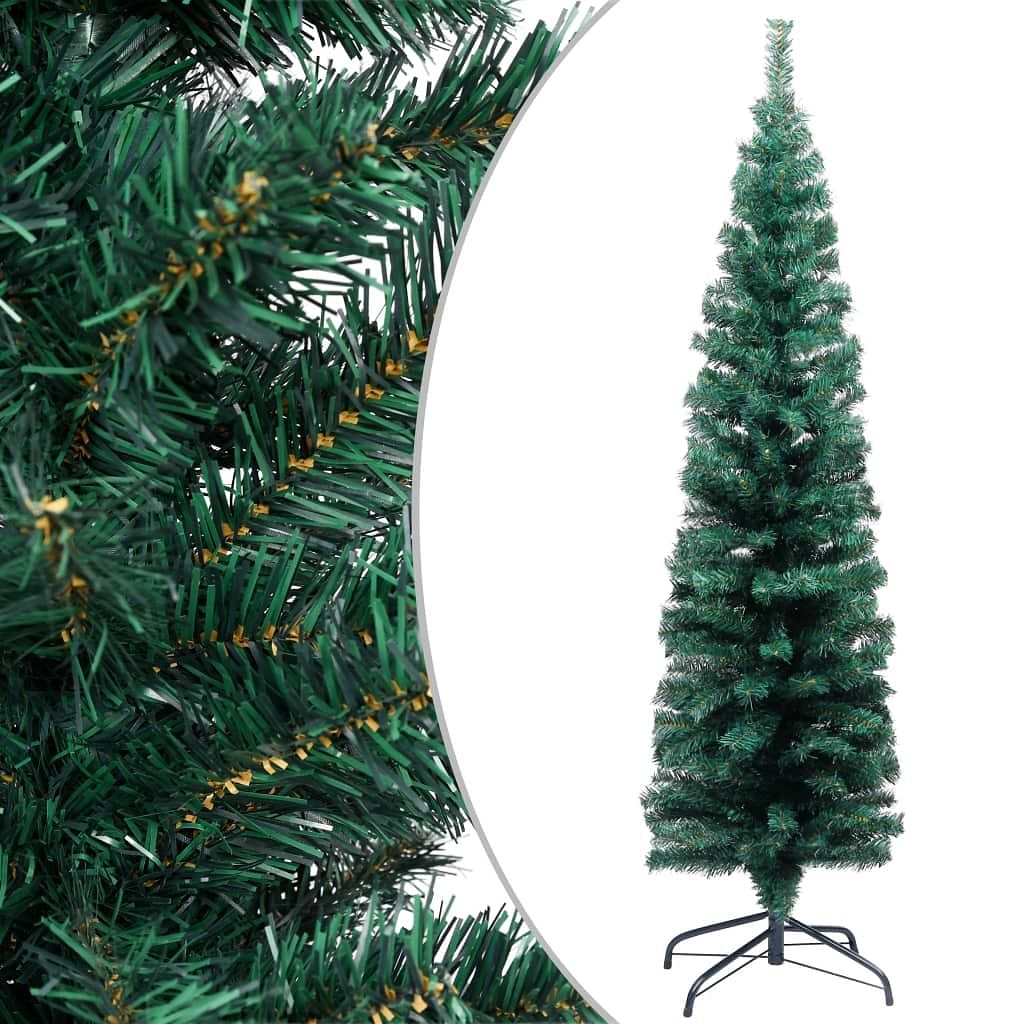 Artificial christmas tree green pvc slim collapsible