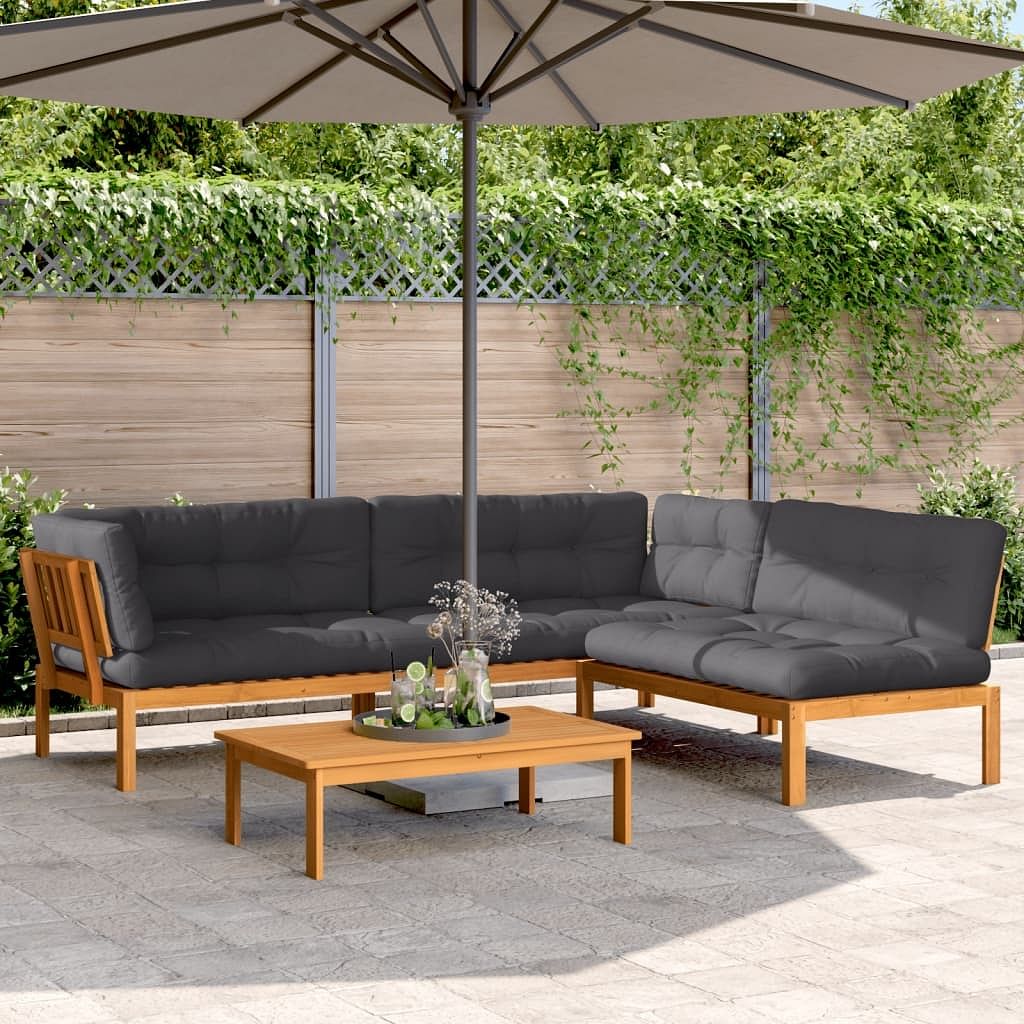 Pallet sofa set anthracite solid acacia wood large modular