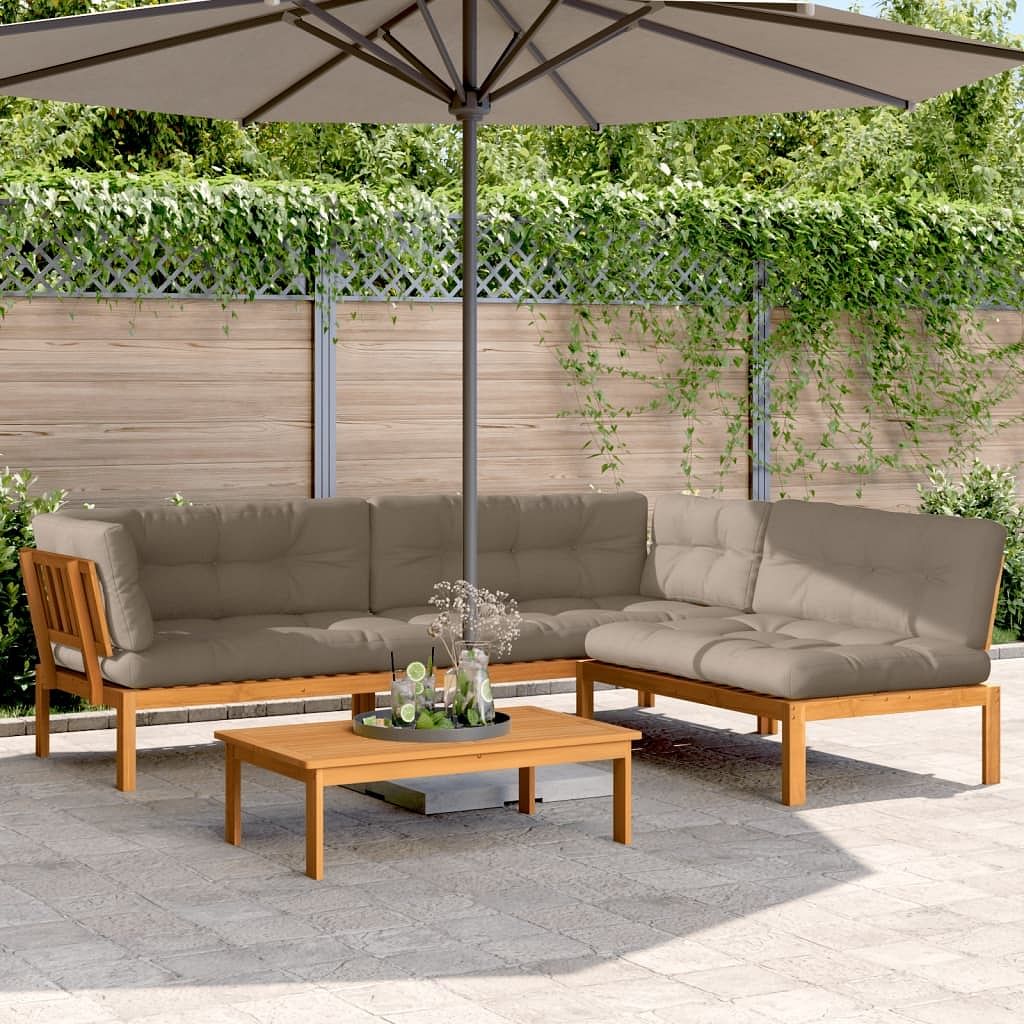 Patio pallet sofa set taupe & natural wood