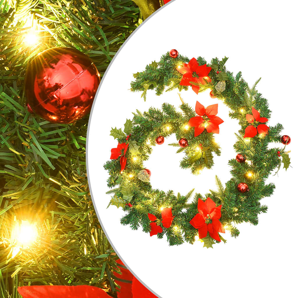 Christmas garland green and red pvc 8.9ft christmas garland