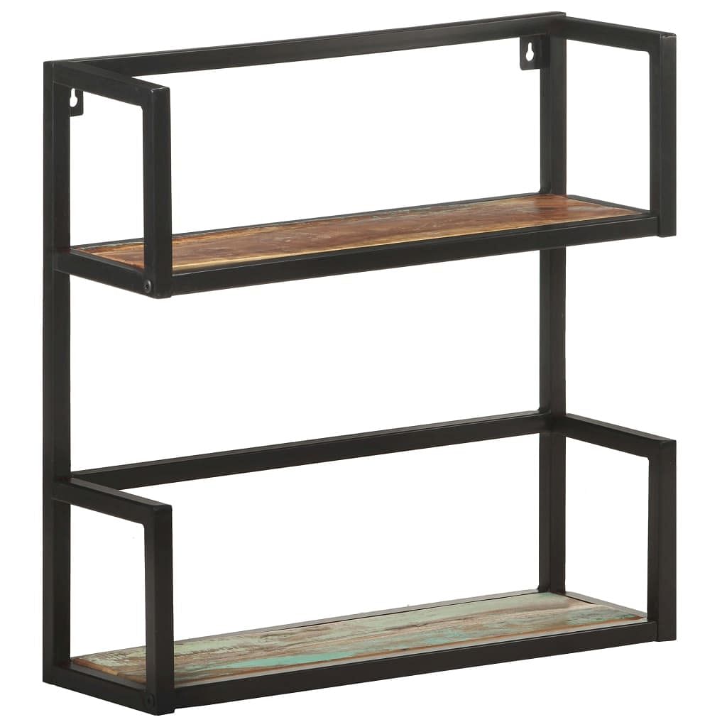 Wall shelf multicolour wood, black frame