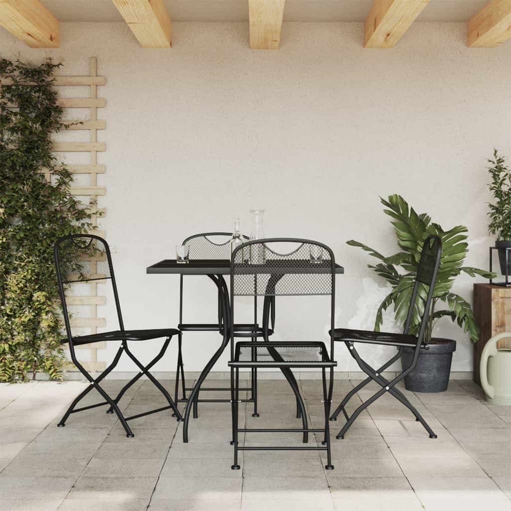 Garden dining set anthracite expanded metal mesh 5 piece set
