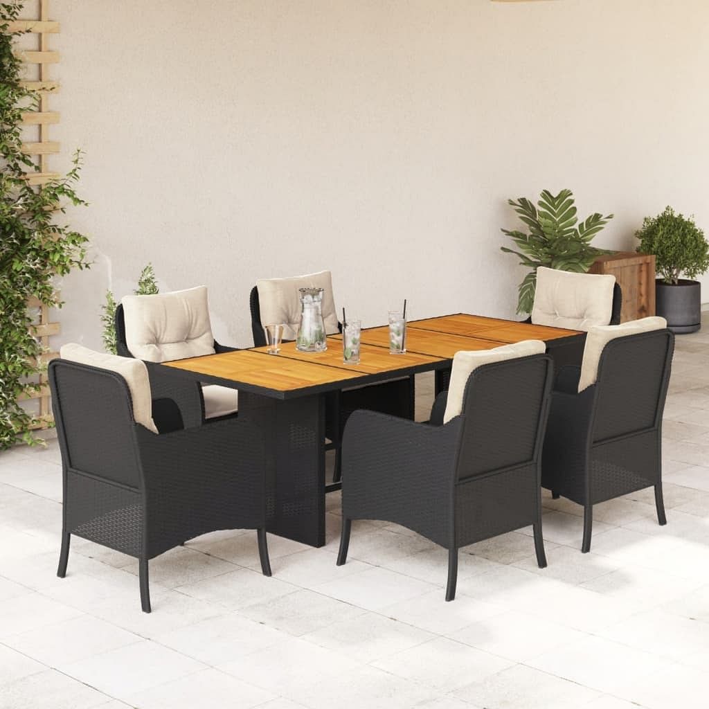 Garden dining set black, brown, cream white
