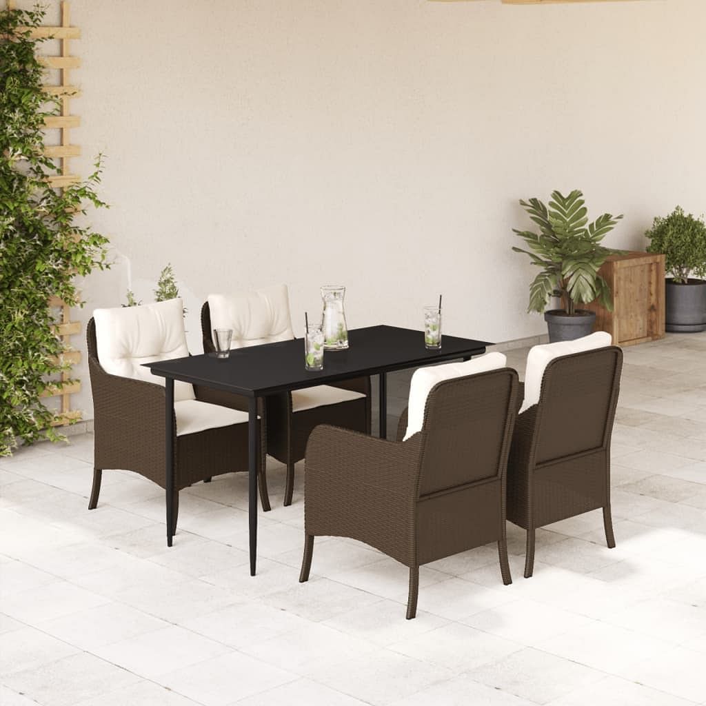 Garden dining set brown and cream