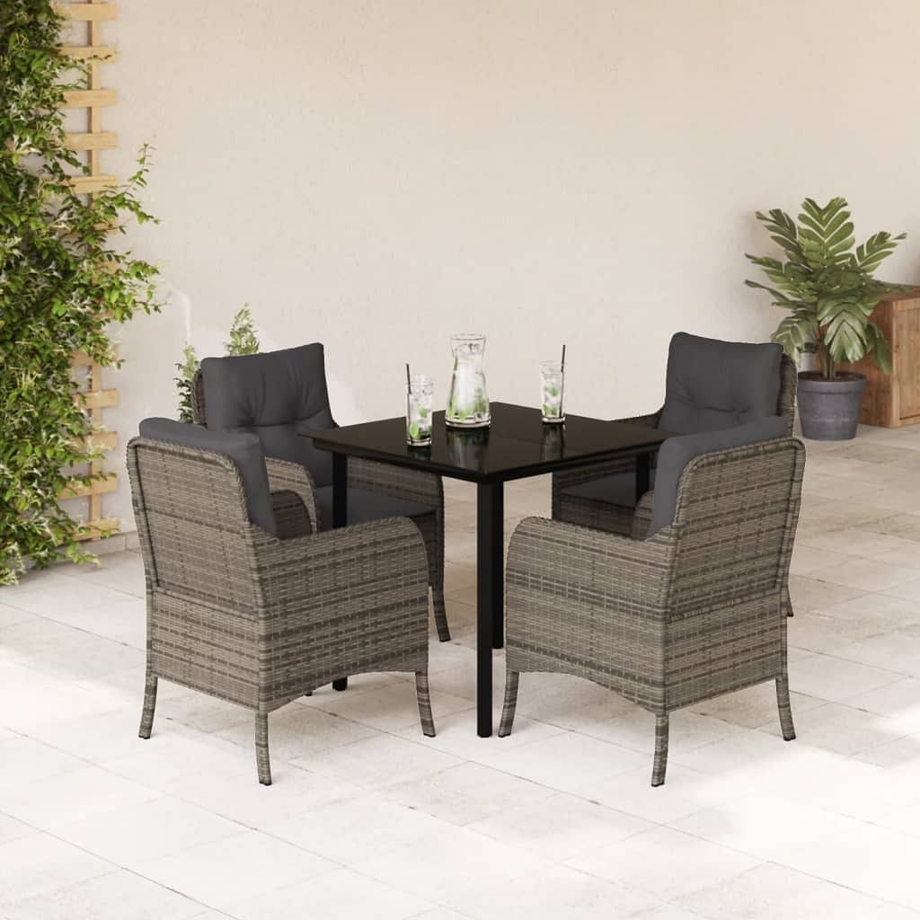 Garden dining set grey and black