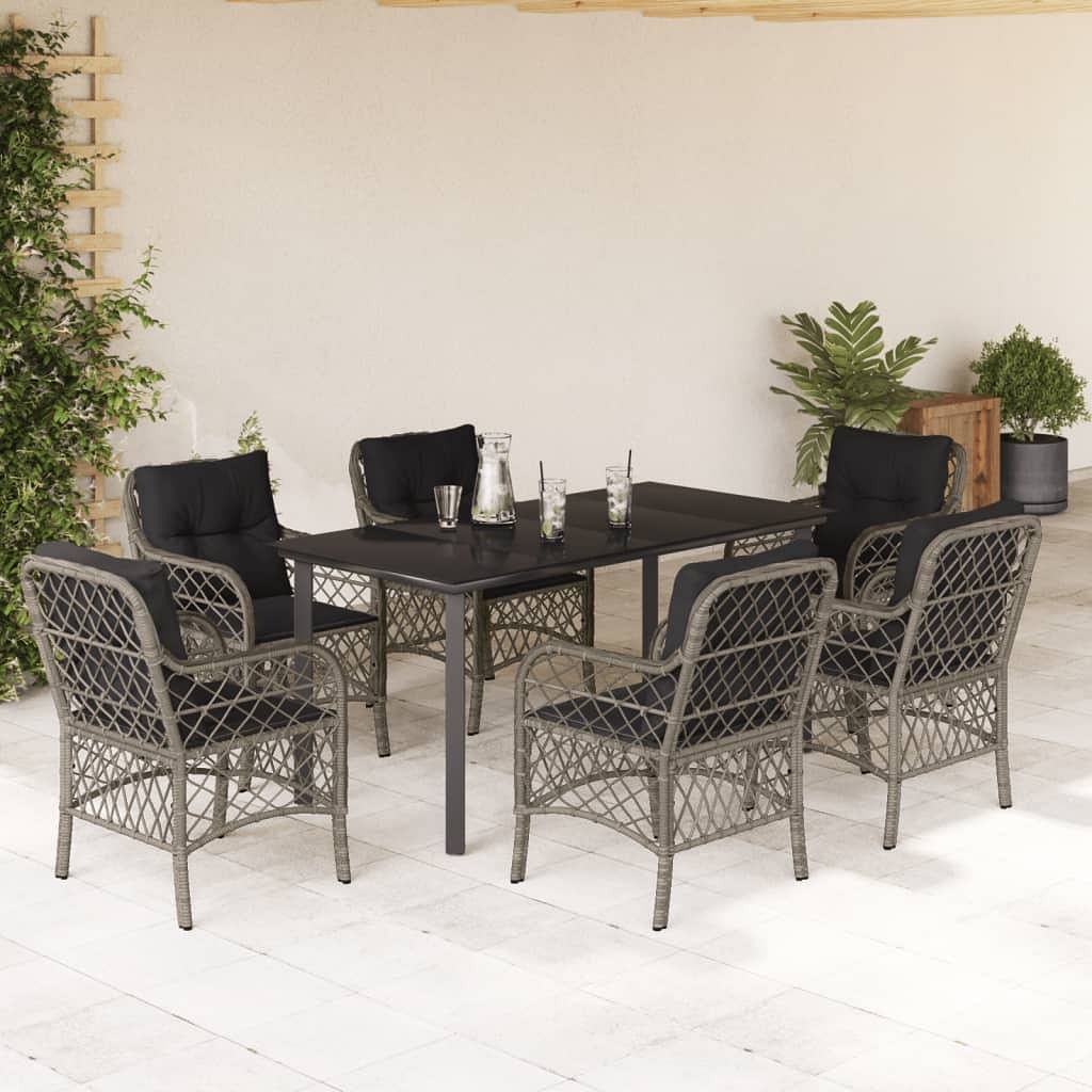 Garden dining set grey poly rattan standard seats many