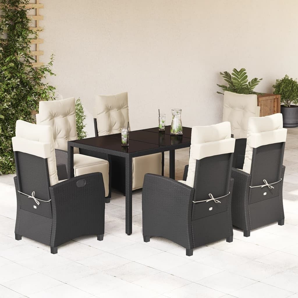 Garden dining set black and cream white