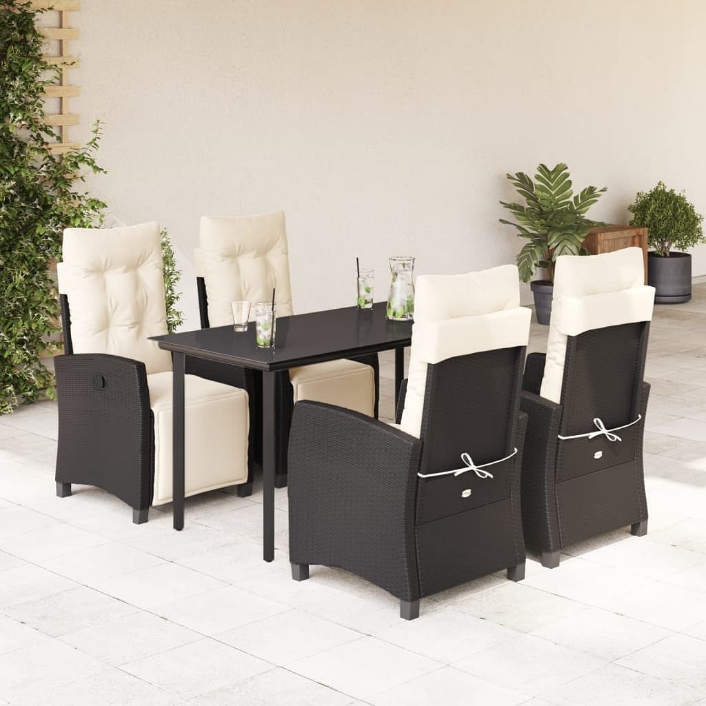 Garden dining set black pe rattan medium removable covers